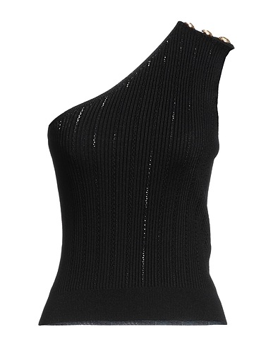 BALMAIN One-shoulder top Black 84% Viscose, 16% Polyamide