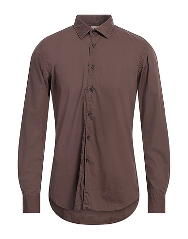 XACUS Solid color shirt Brown 100% Cotton