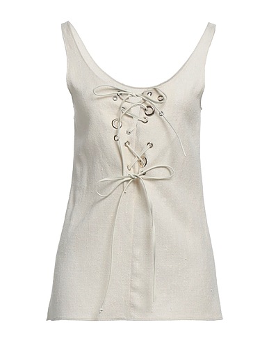 CHLOÉ Top Ivory 62% Silk, 25% Virgin Wool, 11% Linen, 2% Polyamide, Lambskin