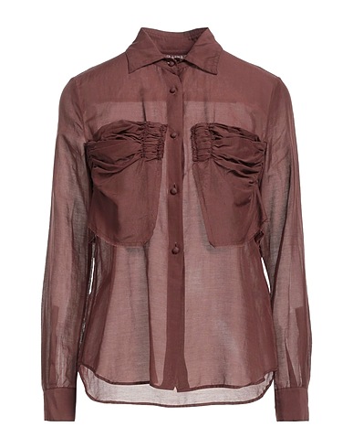 GRIFONI Camicie e bluse tinta unita Cioccolato 70% Cotone, 30% Seta