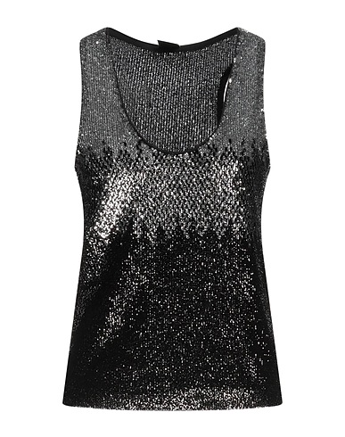 PINKO Top Black 100% Polyester, PVC - Polyvinyl chloride