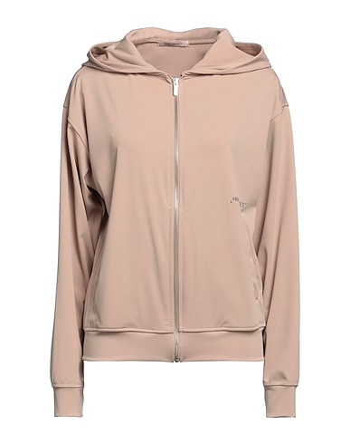 HINNOMINATE Hooded track jacket  Beige 92% Cotton, 8% Elastane
