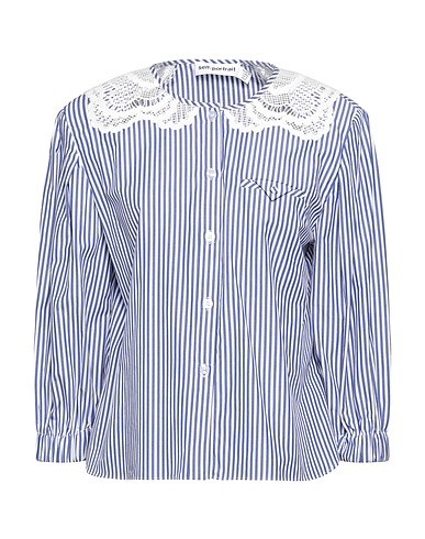 SELF-PORTRAIT Camicia a righe Blu 100% Cotone