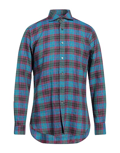 BAGUTTA Checked shirt Mauve 100% Linen