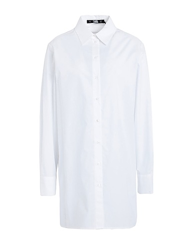 KARL LAGERFELD Hemden und Blusen einfarbig PLEATED BACK TUNIC SHIRT
 Weiß 100% Organische Baumwolle, Polyester