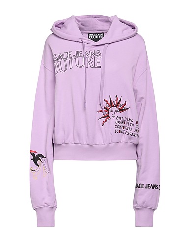 VERSACE JEANS COUTURE Hooded sweatshirt Lilac 100% Cotton, Elastane