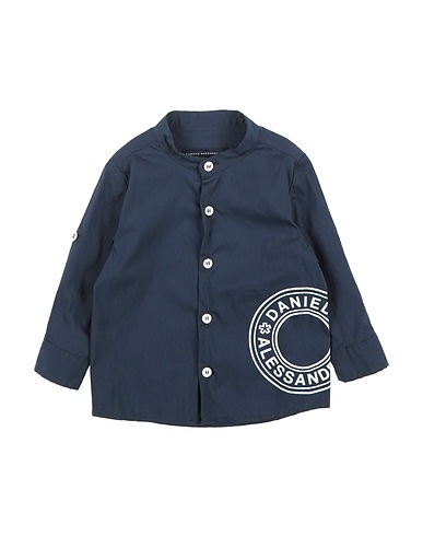 DANIELE ALESSANDRINI Patterned shirt Navy 72% Cotton, 25% Polyamide, 3% Elastane