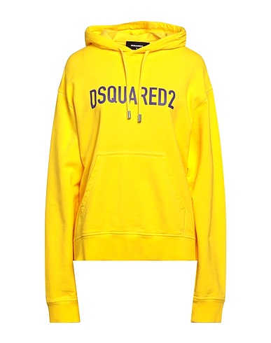 DSQUARED2 Hooded track jacket  Yellow 100% Cotton, Elastane