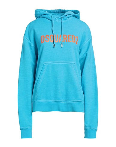 DSQUARED2 Hooded track jacket  Azure 100% Cotton, Elastane