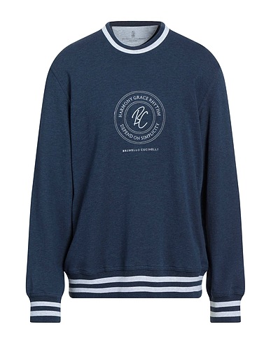 BRUNELLO CUCINELLI Sweatshirt Slate blue 93% Cotton, 7% Polyamide