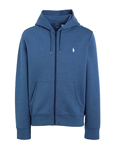 POLO RALPH LAUREN Hooded track jacket  Blue 70% Cotton, 30% Polyester, Elastane
