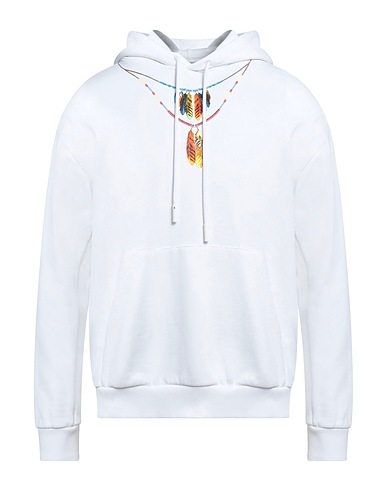 MARCELO BURLON Hooded track jacket  White 100% Organic cotton, Elastane, Polyester