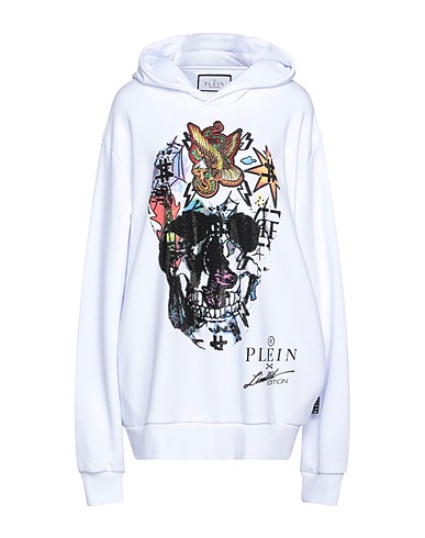 PHILIPP PLEIN Hooded sweatshirt White 88% Cotton, 12% Polyester, Glass