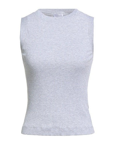 BRUNELLO CUCINELLI Basic T-Shirt Light grey 100% Cotton, Brass
