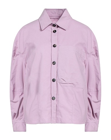T_COAT Solid colour shirts & blouses Lilac 100% Cotton