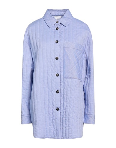 T_COAT Solid colour shirts & blouses Sky blue 100% Cotton