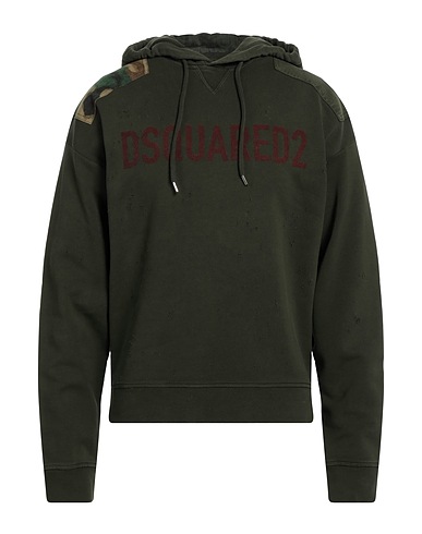 DSQUARED2 Hooded sweatshirt Military green 100% Cotton, Elastane