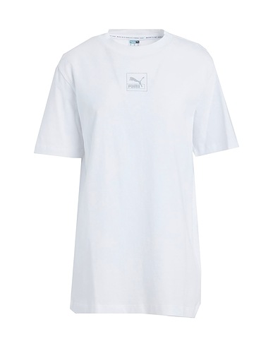 PUMA Basic T-Shirt Brand Love Relaxed Tee White 100% Cotton
