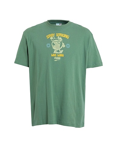 PUMA T-shirt Downtown Graphic Tee Green 100% Cotton