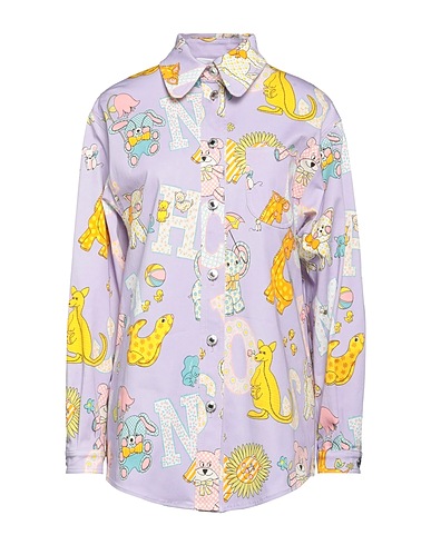 MOSCHINO Patterned shirts & blouses Lilac 98% Cotton, 2% Elastane