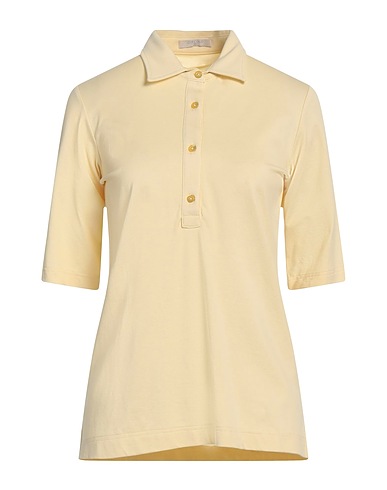 CIRCOLO 1901 Polo shirt Pastel yellow 97% Cotton, 3% Elastane