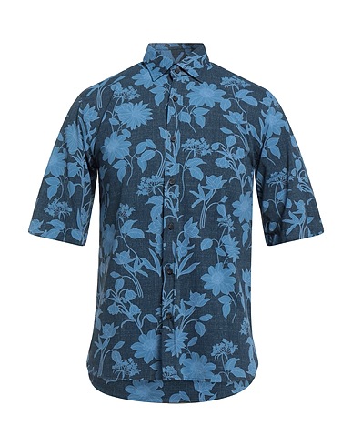 XACUS Patterned shirt Blue 86% Polyacrylic, 14% Elastane