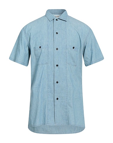 SAINT LAURENT Solid color shirt Blue 100% Cotton