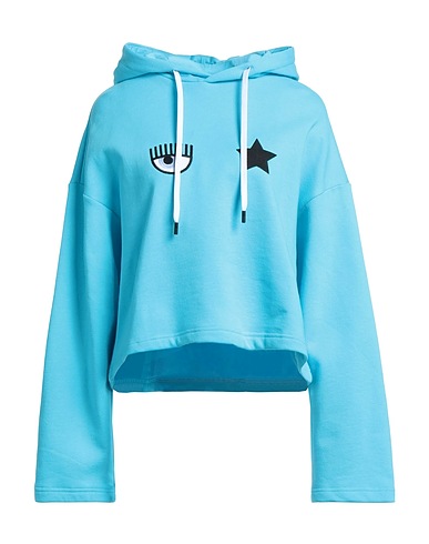 CHIARA FERRAGNI Hooded track jacket  Turquoise 100% Cotton