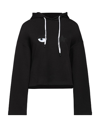 CHIARA FERRAGNI Hooded track jacket  Black 100% Cotton
