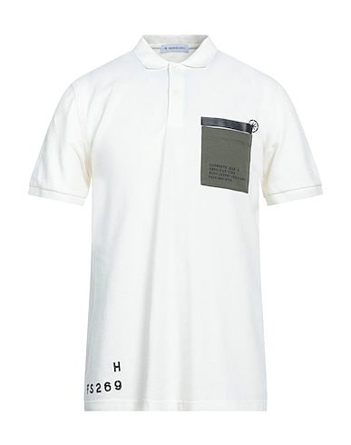 MANUEL RITZ Polo shirt Ivory 92% Cotton, 8% Elastane