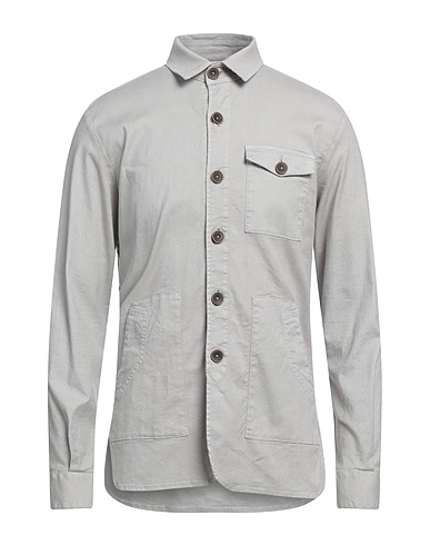 MANUEL RITZ Linen shirt Light grey 53% Linen, 44% Cotton, 3% Elastane