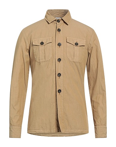 MANUEL RITZ Solid colour shirt Beige 69% Cotton, 31% Polyamide