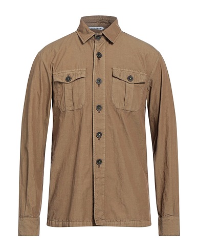MANUEL RITZ Camicia tinta unita Khaki 69% Cotone, 31% Poliammide