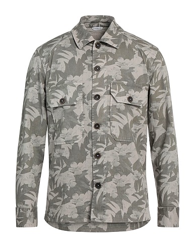 MANUEL RITZ Patterned shirt Sage green 98% Cotton, 2% Elastane
