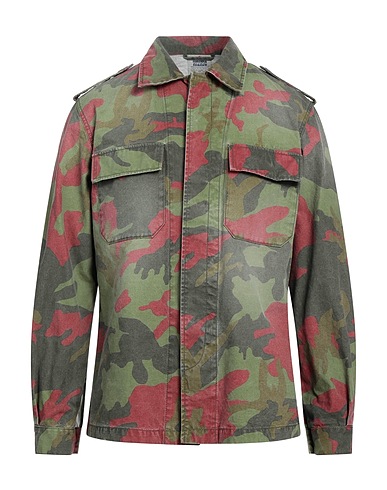 MANUEL RITZ Patterned shirt Military green 100% Cotton
