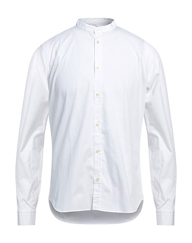 MANUEL RITZ Solid colour shirt White 98% Cotton, 2% Elastane