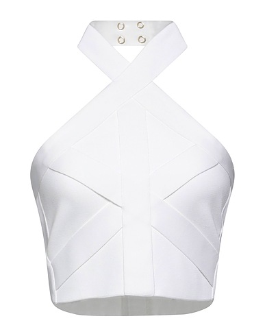 BALMAIN TOPS & TEES White 87% Viscose, 12% Polyamide, 1% Elastane