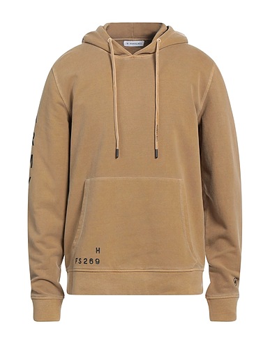 MANUEL RITZ Hooded track jacket  Camel 94% Cotton, 6% Elastane
