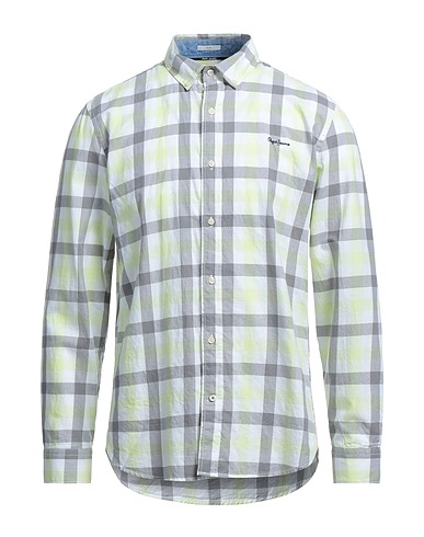 PEPE JEANS Checked shirt Lime green 100% Cotton