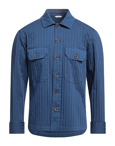 MANUEL RITZ Solid colour shirt Blue 98% Cotton, 2% Elastane