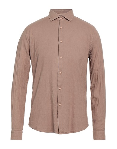 ALESSANDRO LAMURA Camicia tinta unita Sabbia 60% Cotone, 40% Lino