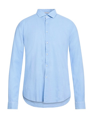 ALESSANDRO LAMURA Camicia tinta unita Celeste 60% Cotone, 40% Lino