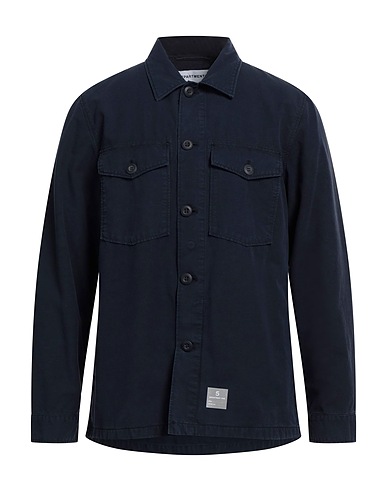DEPARTMENT 5 Solid colour shirt Navy blue 100% Cotton