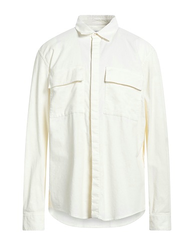 DONDUP Solid colour shirt Ivory 98% Cotton, 2% Elastane