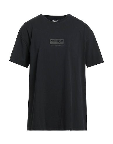WRANGLER T-shirt Black 80% Cotton, 20% Recycled cotton