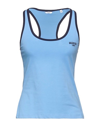 GUESS Vest Sky blue 95% Cotton, 5% Elastane