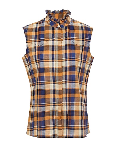 NILI LOTAN Checked shirt Camel 94% Cotton, 6% Linen
