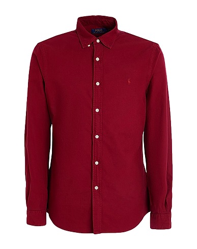 POLO RALPH LAUREN Camicia tinta unita Mattone 100% Cotone