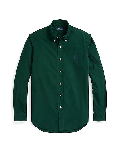 POLO RALPH LAUREN Chemise de couleur unie VERDE SCURO 100% Coton