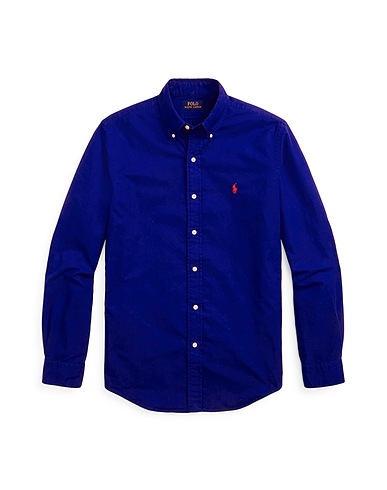 POLO RALPH LAUREN Solid color shirt Bright blue 100% Cotton
